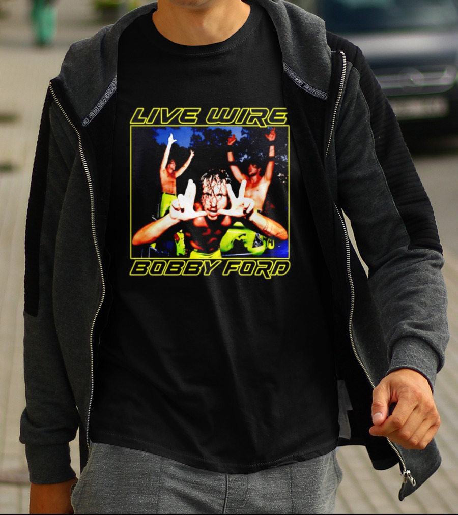 Live Wire Bobby Ford Wrestling Trio Action Pose T-Shirt