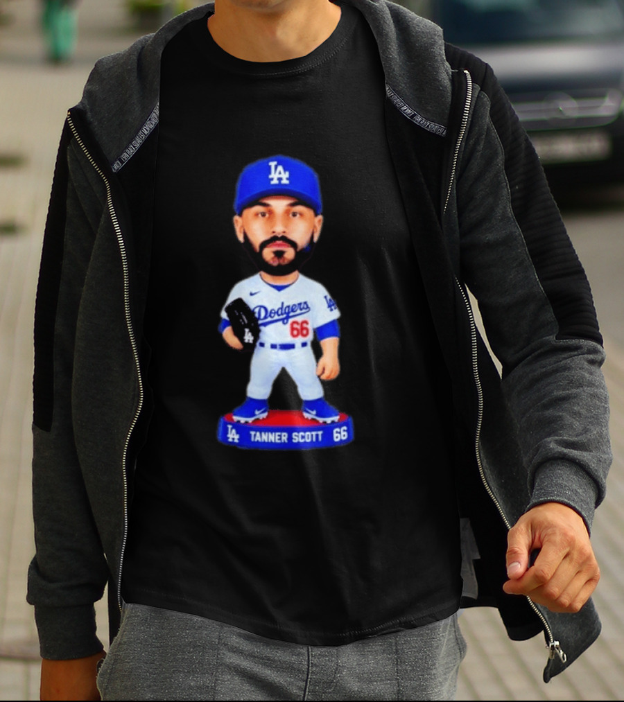 Tanner Scott Los Angeles Dodgers Number 66 Bobblehead Collectible T-Shirt