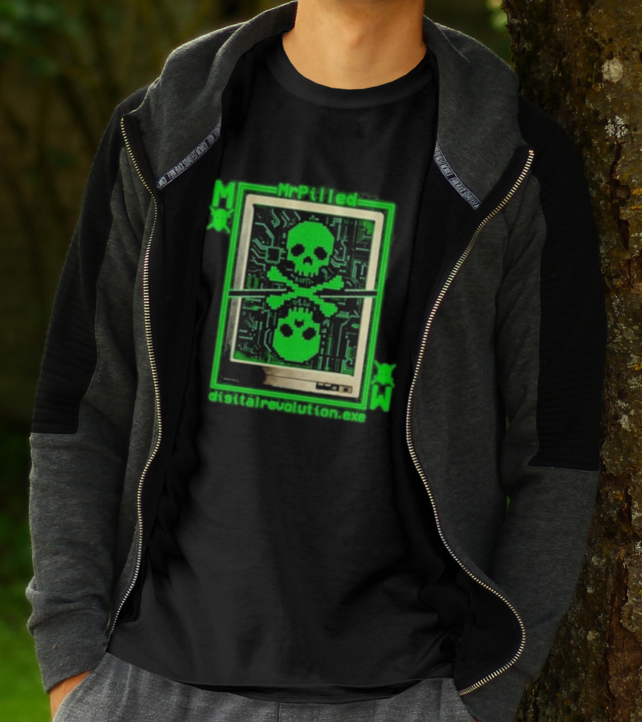 MrPilled DigitalRevolution.exe Hacker Cyber Circuitry Skull T-Shirt