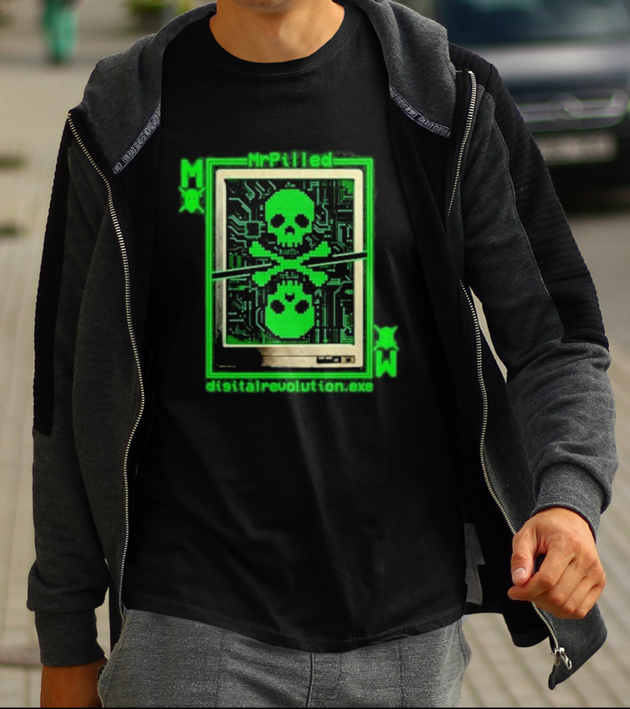 MrPilled DigitalRevolution.exe Hacker Cyber Circuitry Skull T-Shirt
