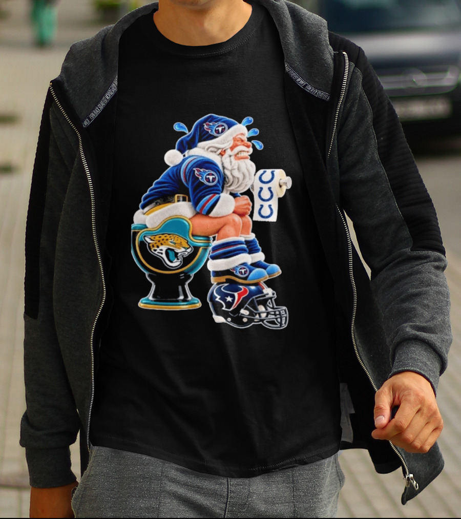 Tennessee Titans Santa Crying Jaguars Toilet Texans Helmet Colts Toilet Paper Christmas Football T-Shirt