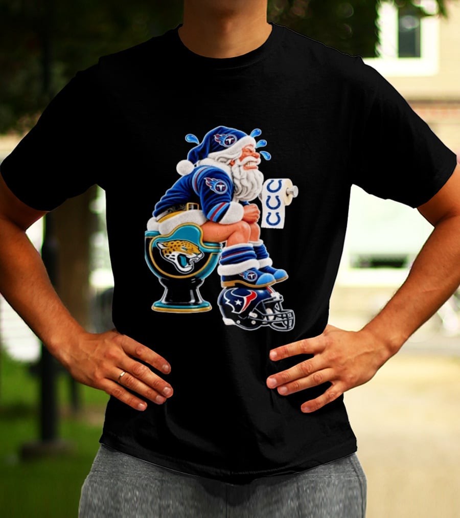 Tennessee Titans Santa Crying Jaguars Toilet Texans Helmet Colts Toilet Paper Christmas Football T-Shirt