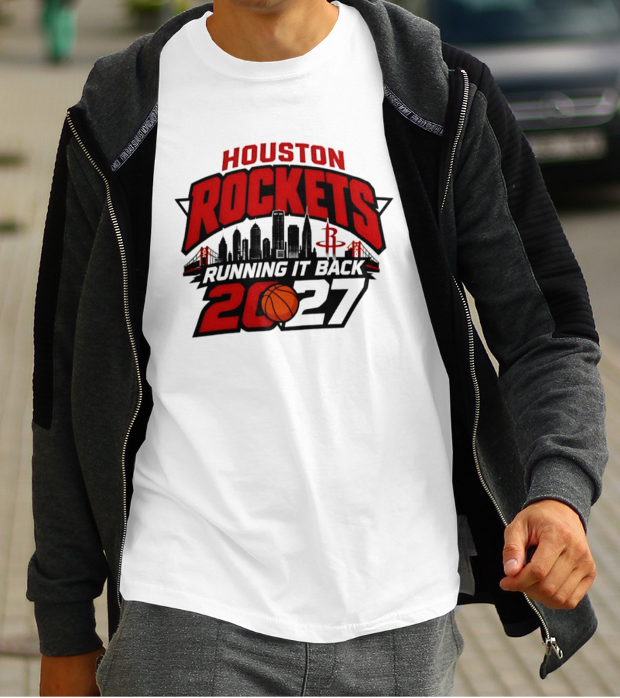 Houston Rockets Running It Back 2027 NBA Skyline Basketball T-Shirt