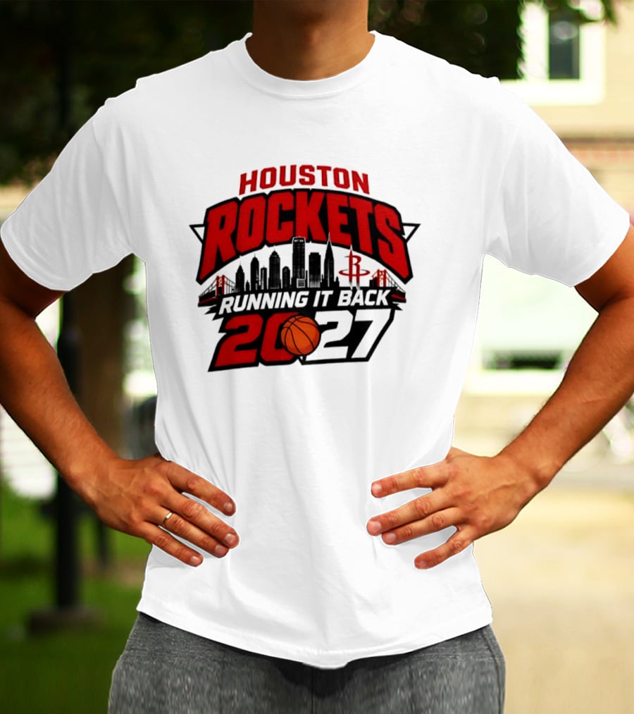 Houston Rockets Running It Back 2027 NBA Skyline Basketball T-Shirt