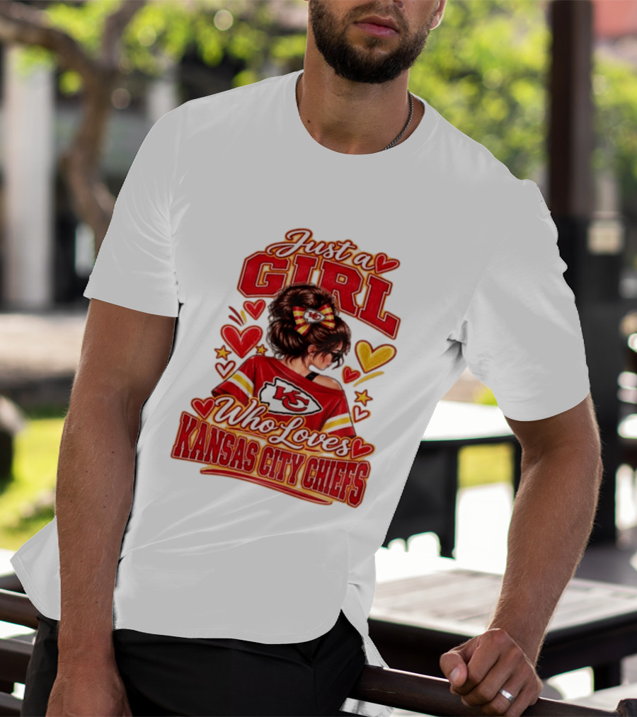 Just A Girl Who Loves Kansas City Chiefs KC Fan Heart Stars T-Shirt