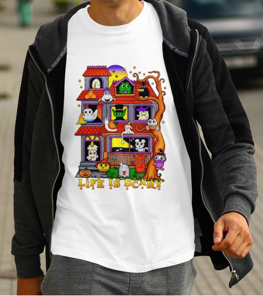 Life Is Scary Spooky Haunted House Halloween T-Shirt