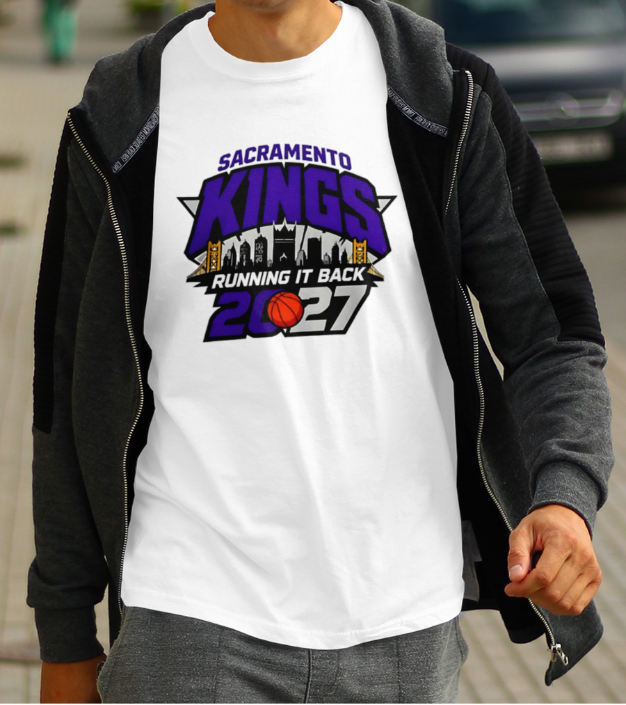 Sacramento Kings 2027 Running It Back Skyline Basketball T-Shirt
