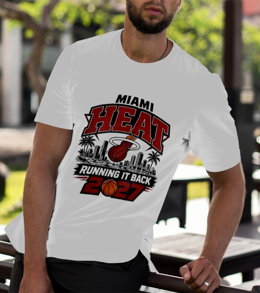 Miami Heat Running It Back 2027 NBA Basketball Skyline T-Shirt