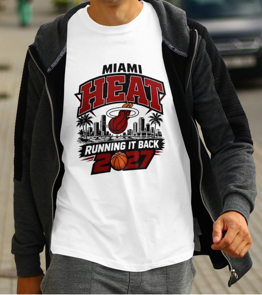 Miami Heat Running It Back 2027 NBA Basketball Skyline T-Shirt