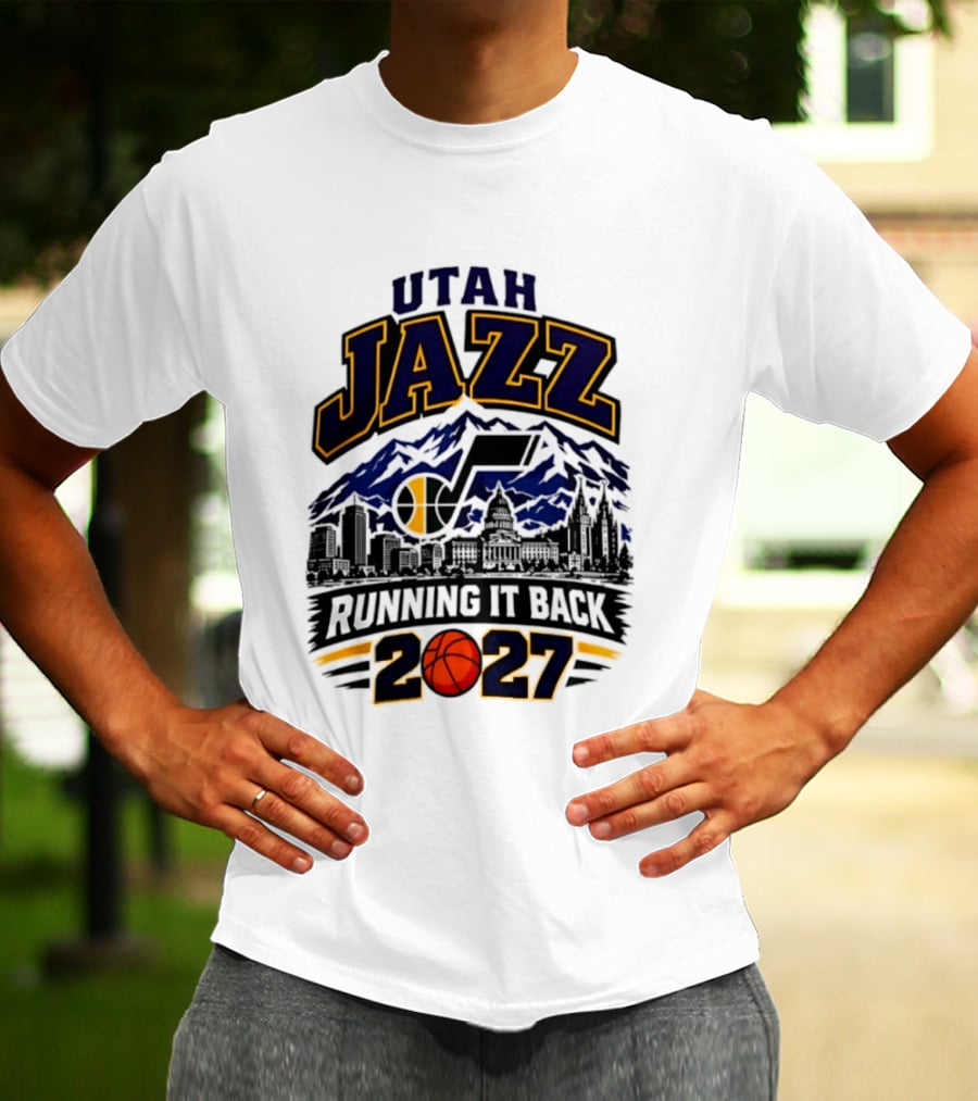 Utah Jazz Basketball Running It Back 2027 Skyline T-Shirt