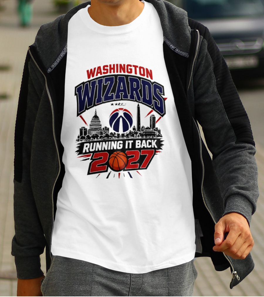 Washington Wizards 2027 Running It Back With Basketball And Skyline T-Shirt