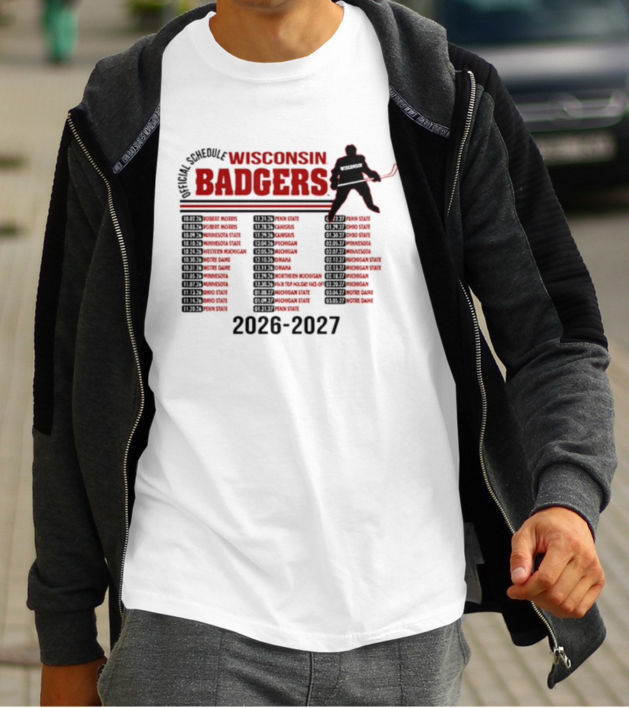 Wisconsin Badgers Men's Hockey 2026 2027 Official Schedule T-Shirt