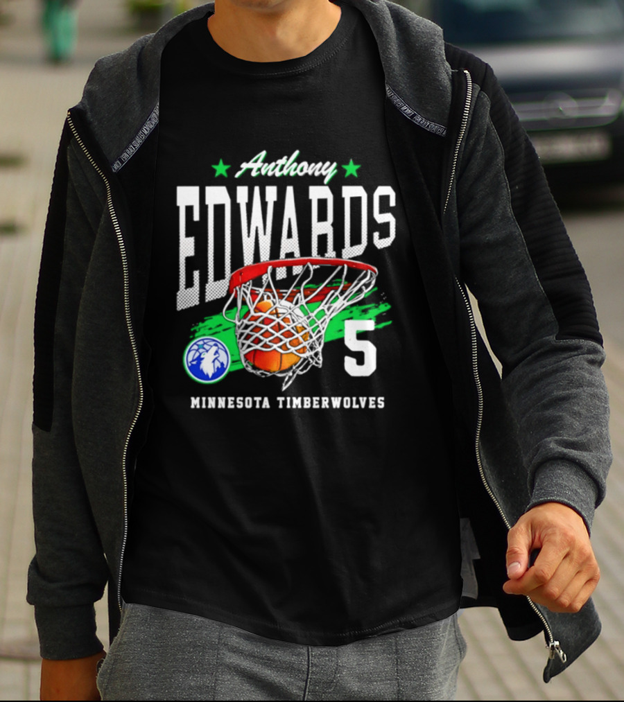 Anthony Edwards 5 Minnesota Timberwolves Basketball Net Dunk T-Shirt