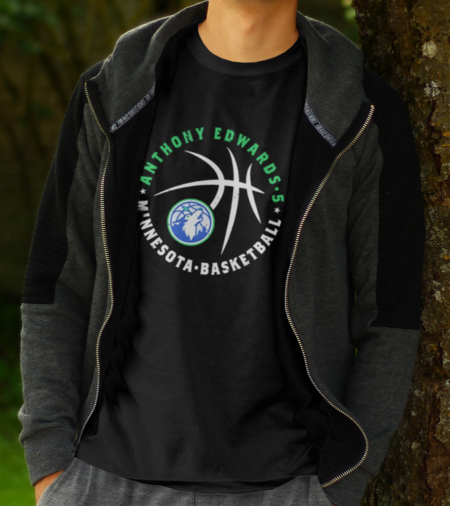 Anthony Edwards Minnesota Basketball Timberwolves Player Ball T-Shirt