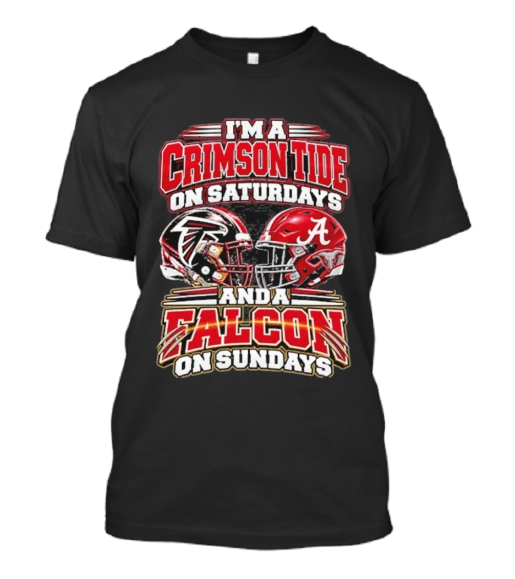 I'm A Crimson Tide On Saturdays And A Falcon On Sundays Helmet T-Shirt