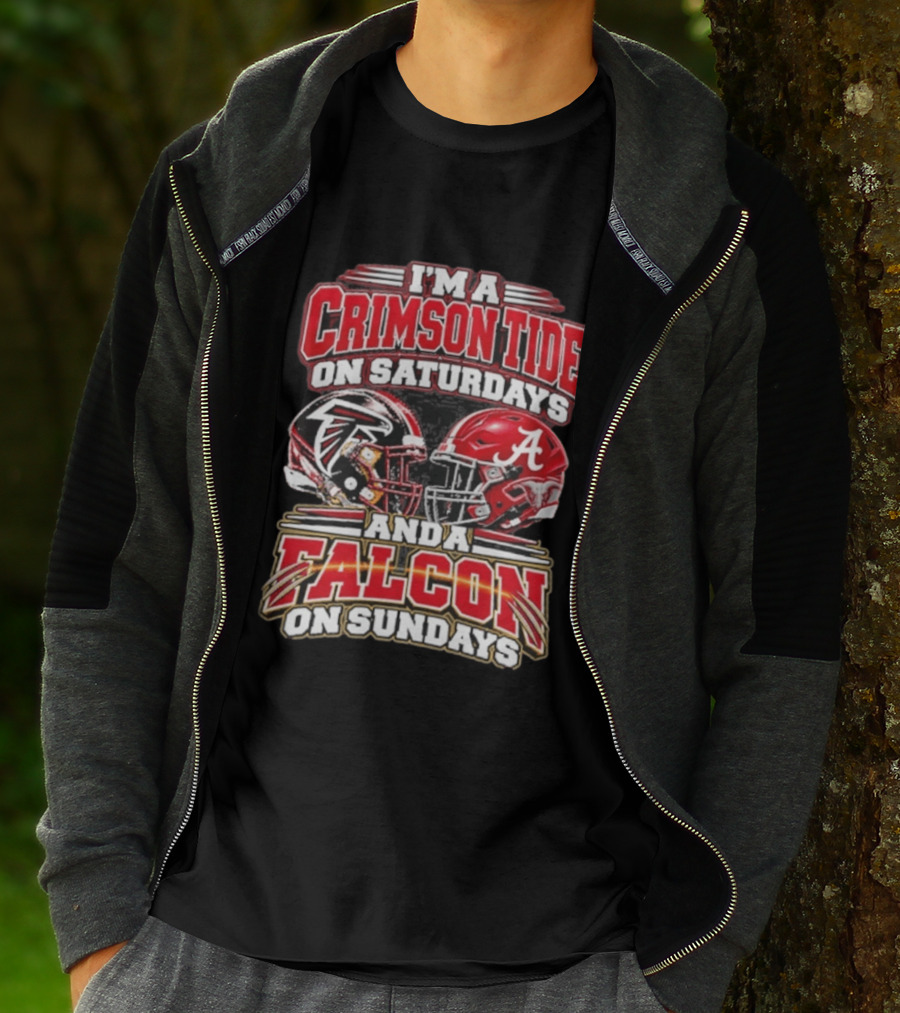 I'm A Crimson Tide On Saturdays And A Falcon On Sundays Helmet T-Shirt