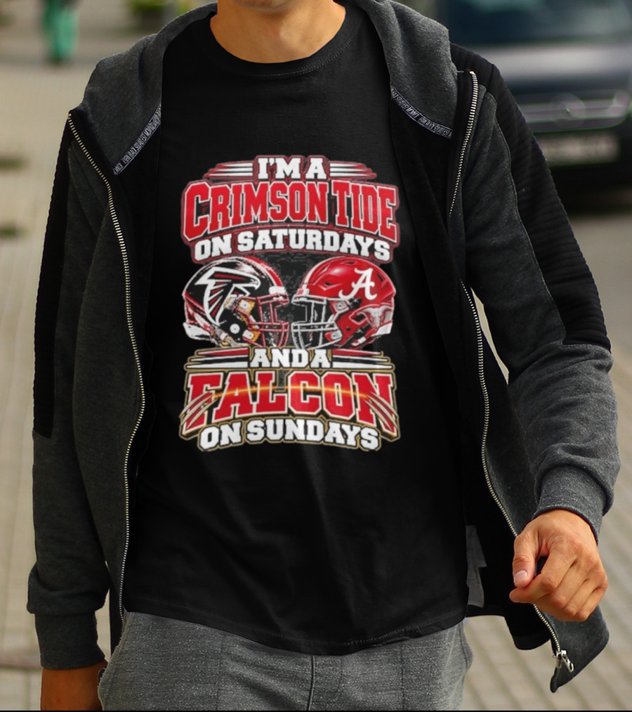 I'm A Crimson Tide On Saturdays And A Falcon On Sundays Helmet T-Shirt