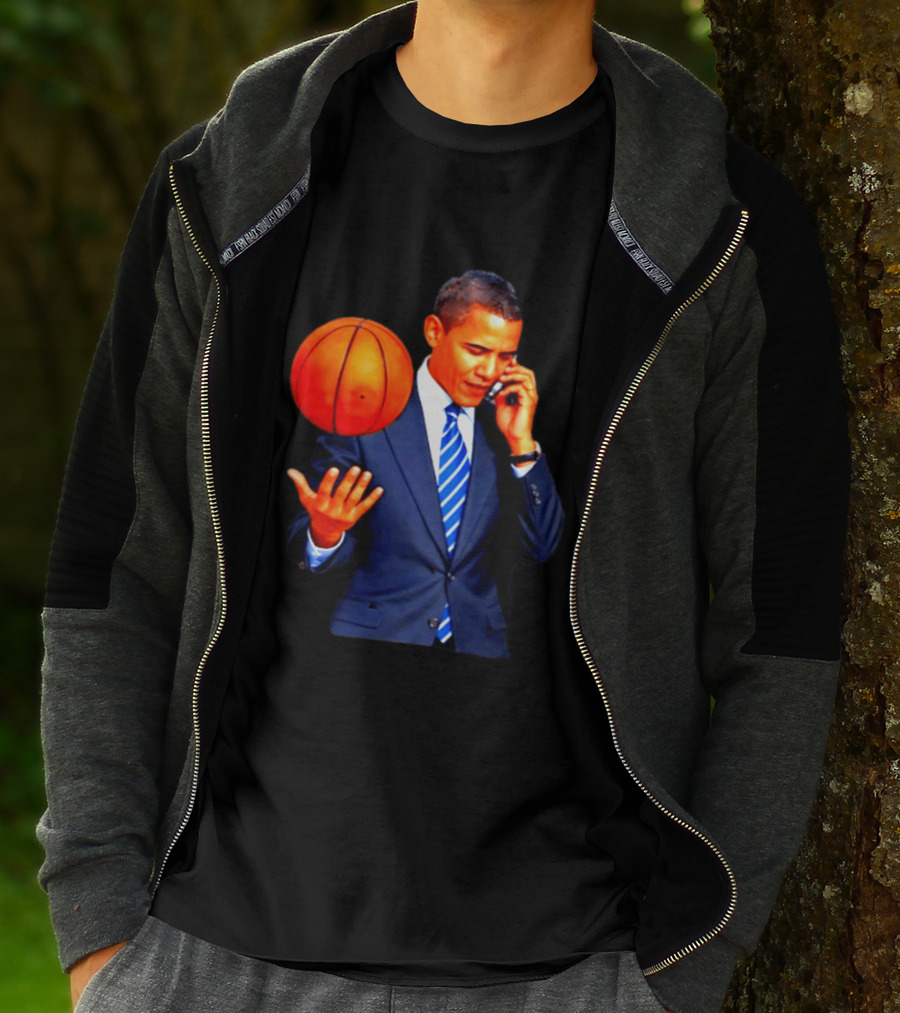Barack Obama Basketball Phone Call In Suit And Tie T-Shirt