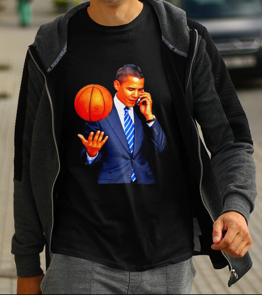 Barack Obama Basketball Phone Call In Suit And Tie T-Shirt