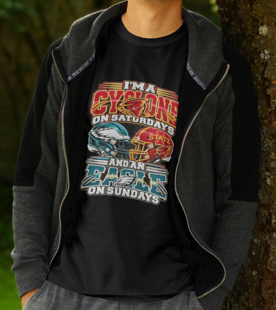 I'm A Cyclone On Saturdays And A Eagle On Sundays Helmet Fan Gear T-Shirt