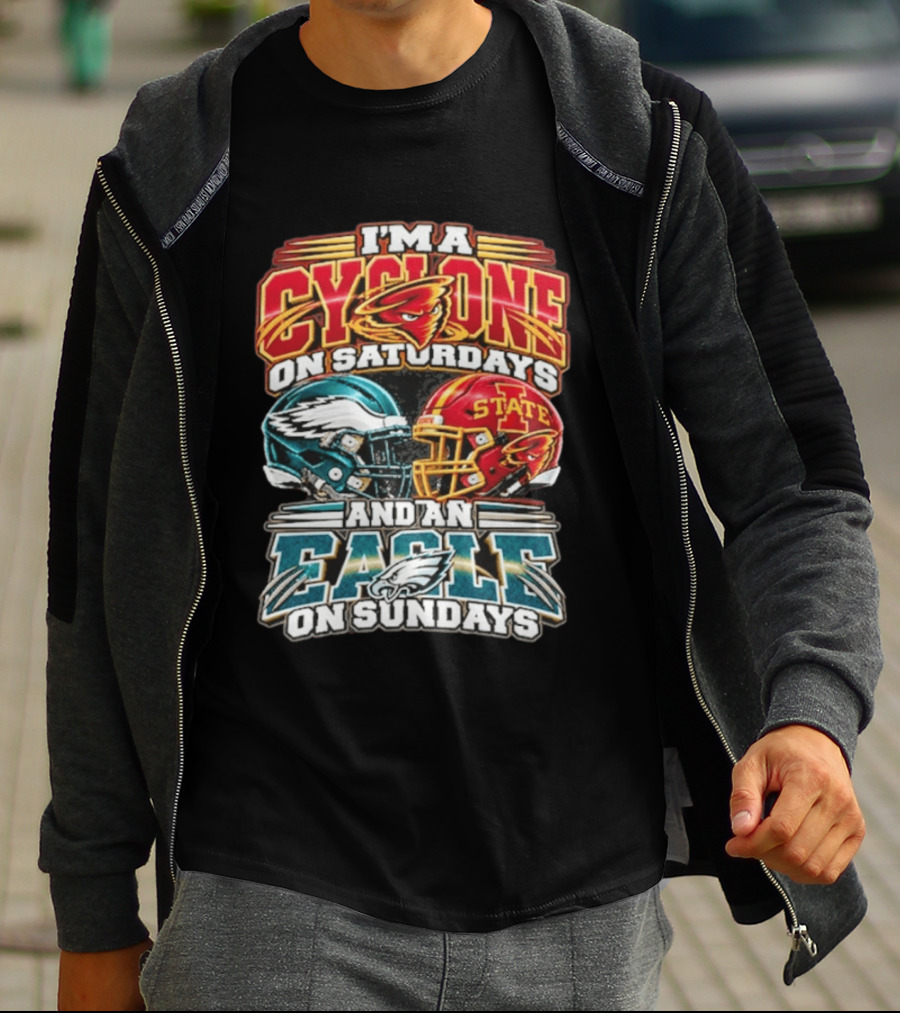 I'm A Cyclone On Saturdays And A Eagle On Sundays Helmet Fan Gear T-Shirt