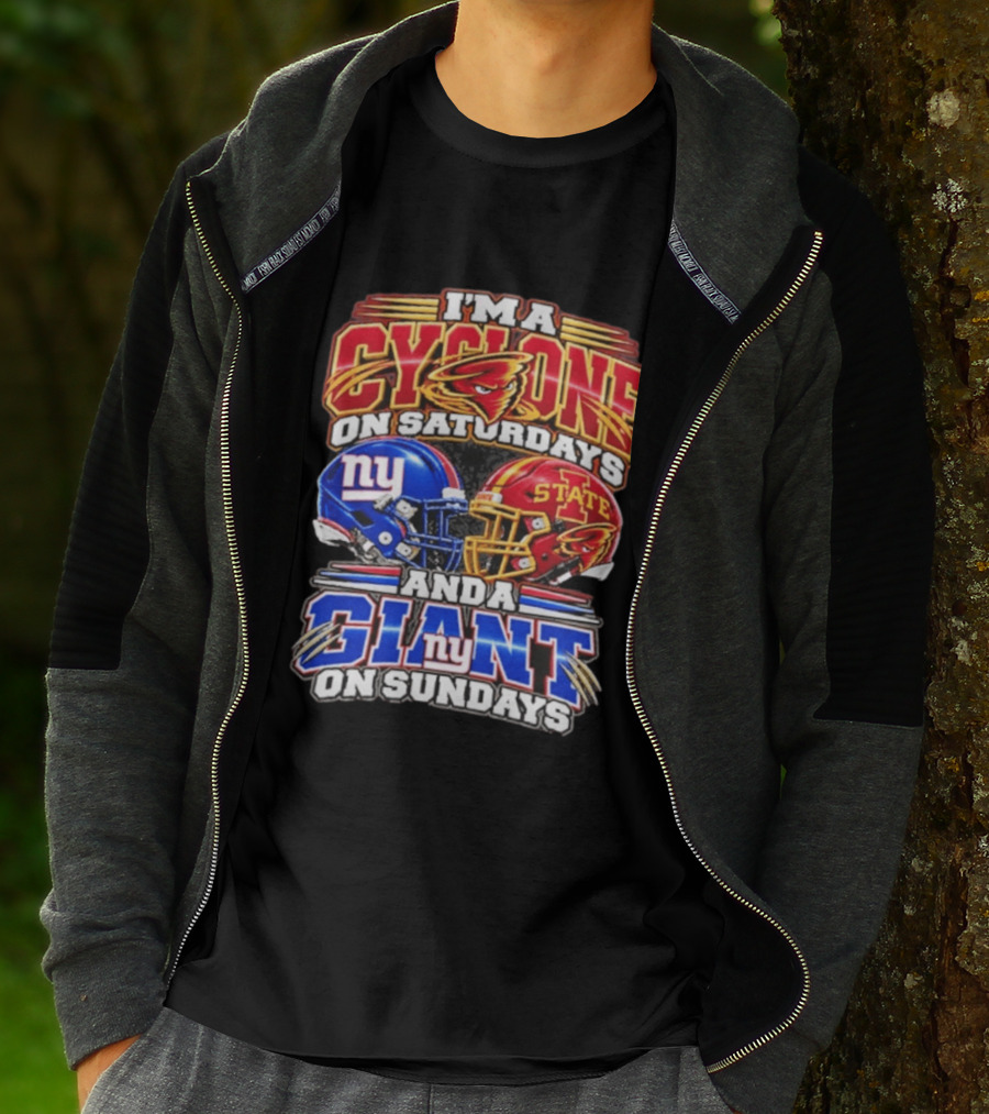 I'm A Cyclone On Saturdays Iowa State And A New York Giant On Sundays Helmet T-Shirt