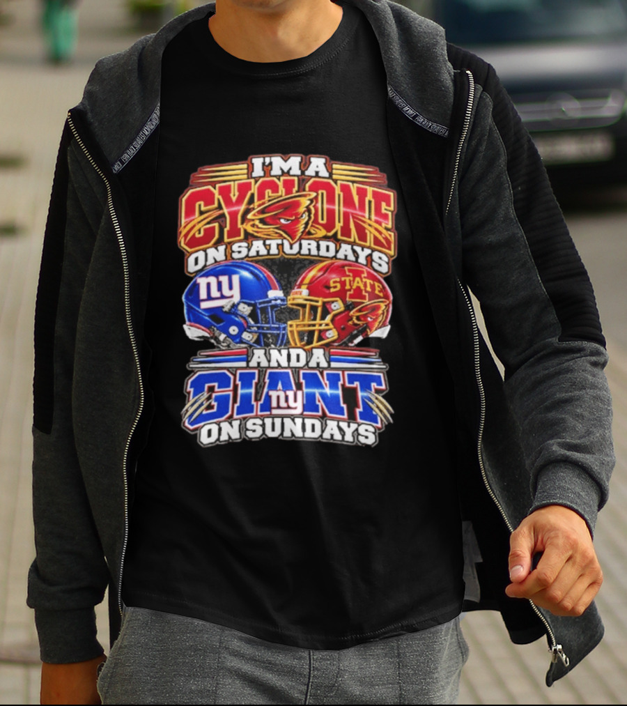 I'm A Cyclone On Saturdays Iowa State And A New York Giant On Sundays Helmet T-Shirt
