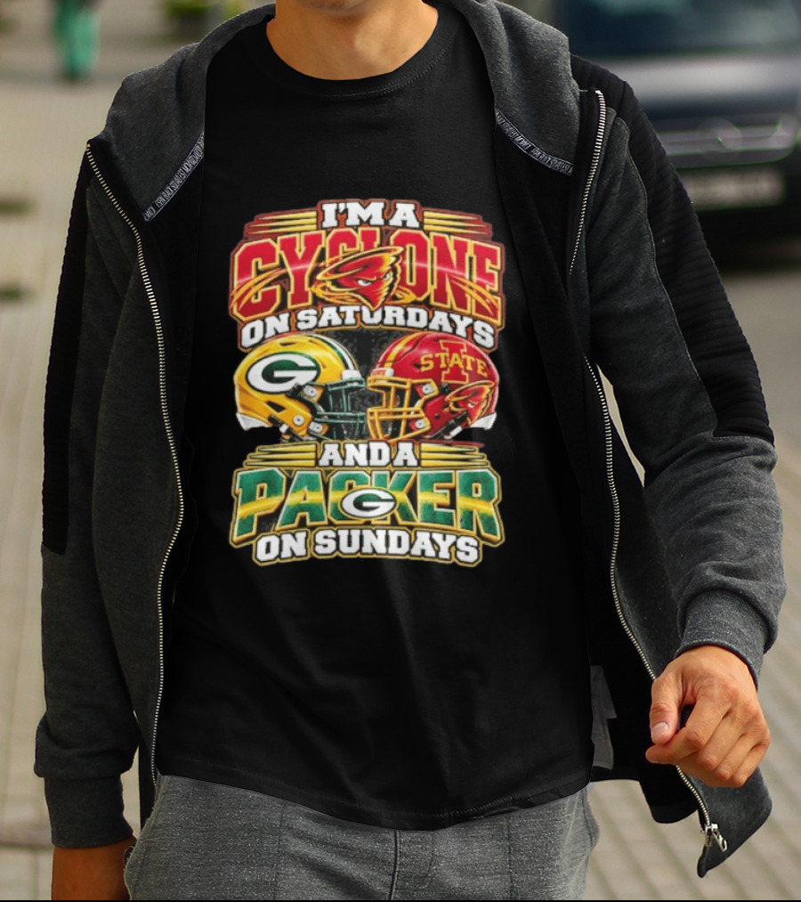 I'm A Cyclone On Saturdays State Helmet And A Packer On Sundays T-Shirt