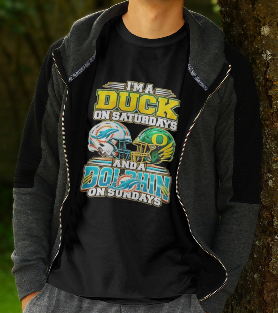 I'm A Duck On Saturdays And A Dolphin On Sundays Football Helmets T-Shirt