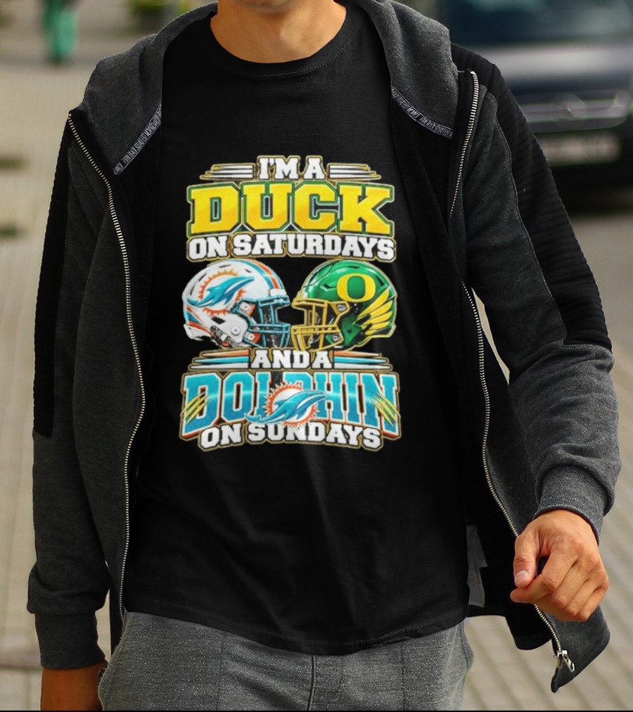 I'm A Duck On Saturdays And A Dolphin On Sundays Football Helmets T-Shirt