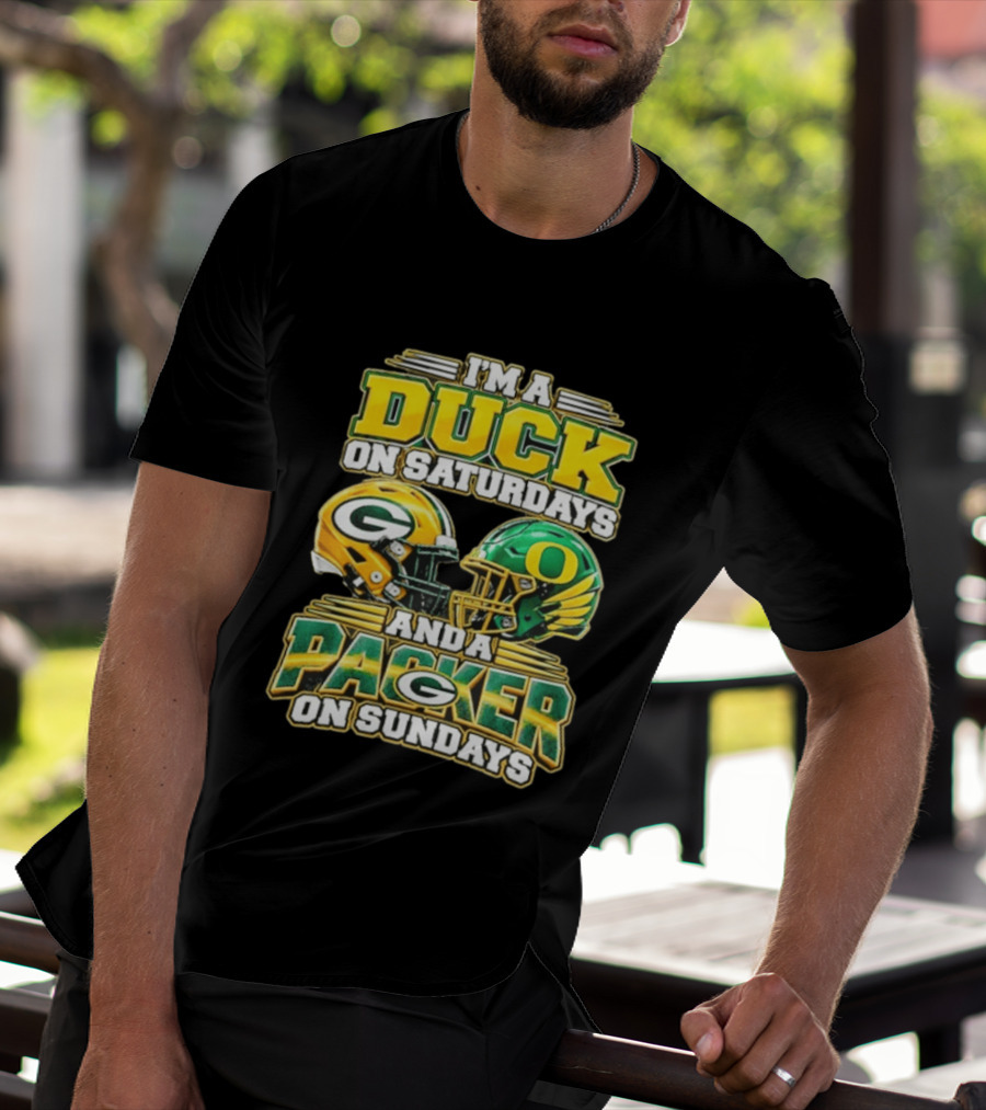 I'm A Duck On Saturdays And A Packer On Sundays Football Helmets T-Shirt
