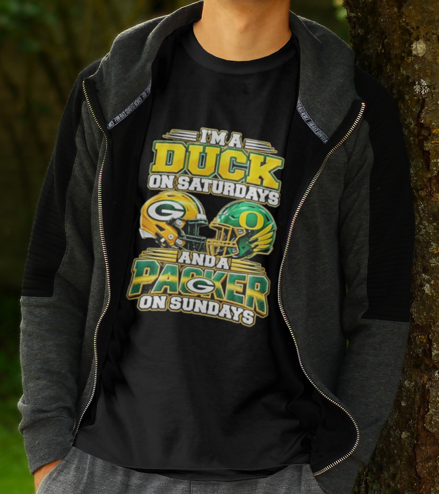 I'm A Duck On Saturdays And A Packer On Sundays Football Helmets T-Shirt