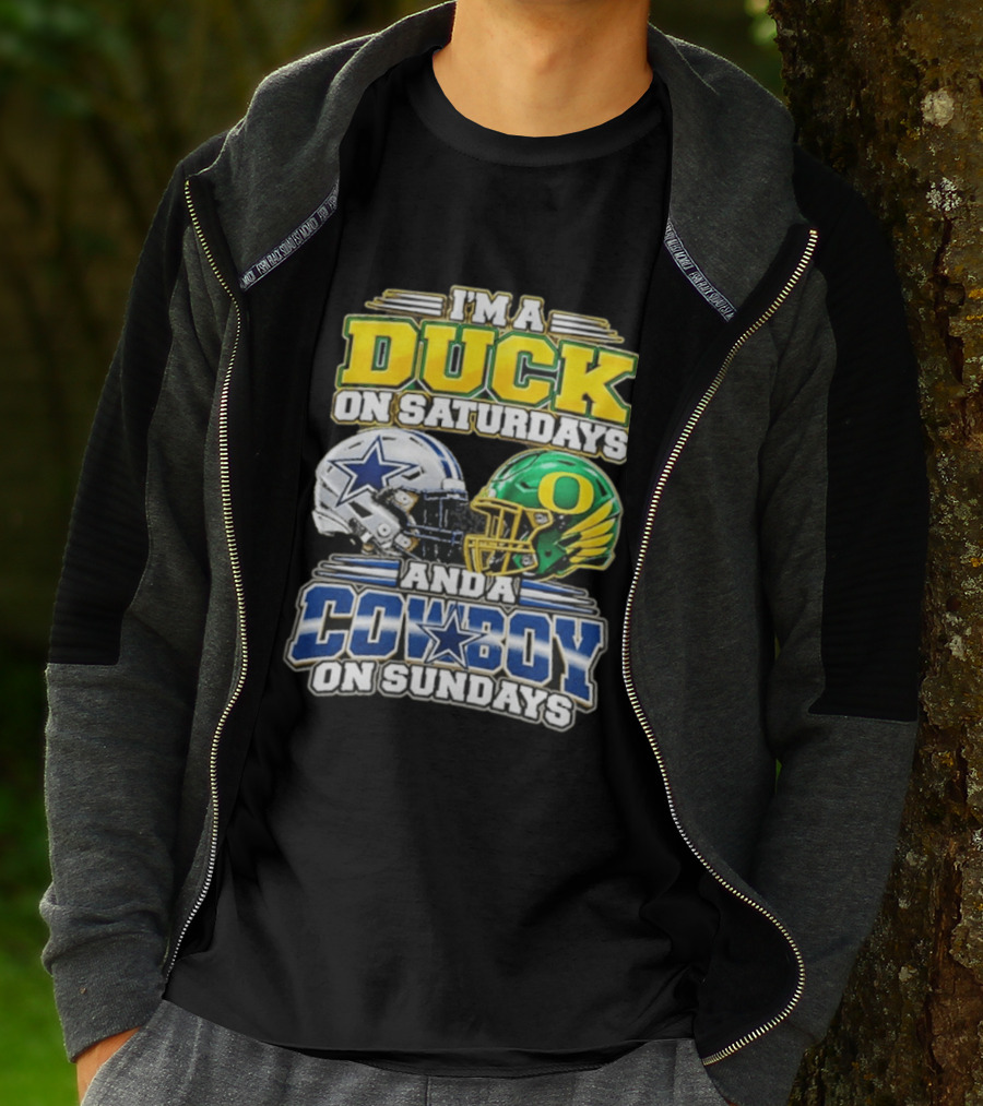 I'm A Duck On Saturdays And A Cowboy On Sundays Football Helmets T-Shirt