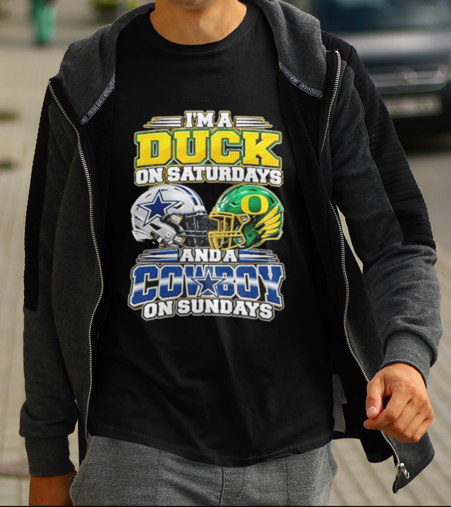 I'm A Duck On Saturdays And A Cowboy On Sundays Football Helmets T-Shirt