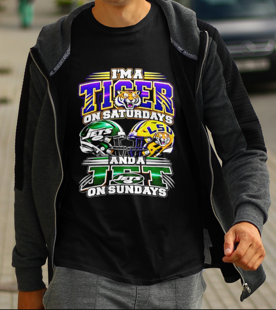 I'm A Tiger On Saturdays And A New York Jet On Sundays LSU 2026 Football Season T-Shirt