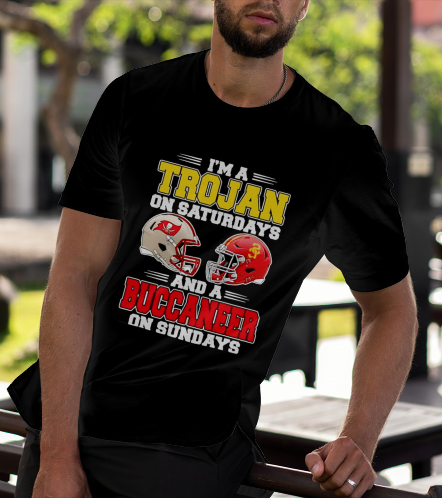 I'm A Trojan On Saturdays And A Buccaneer On Sundays Football Helmet T-Shirt
