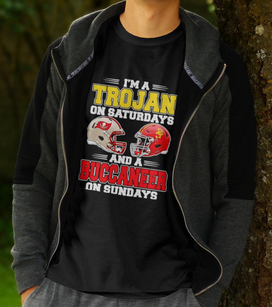 I'm A Trojan On Saturdays And A Buccaneer On Sundays Football Helmet T-Shirt