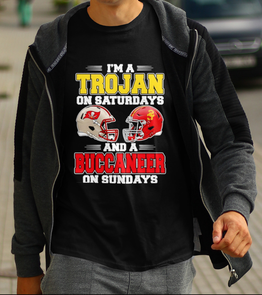 I'm A Trojan On Saturdays And A Buccaneer On Sundays Football Helmet T-Shirt