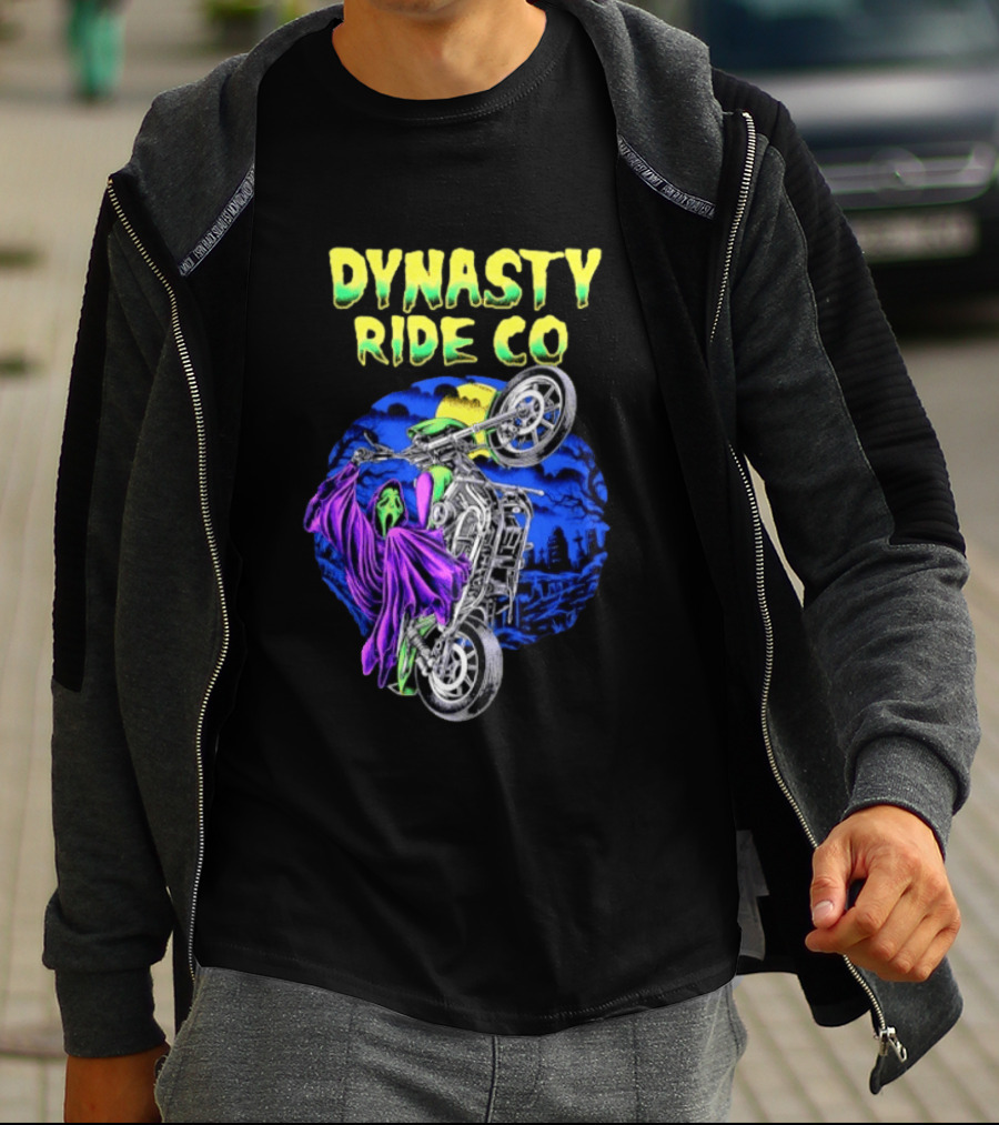 Dynasty Ride Co Ghostface 2026 Halloween Motorcycle Adventure T-Shirt