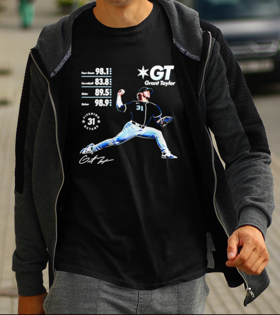 Grant Taylor 31 Chicago White Sox Pitcher Velocity Stats Octane Baseball T-Shirt
