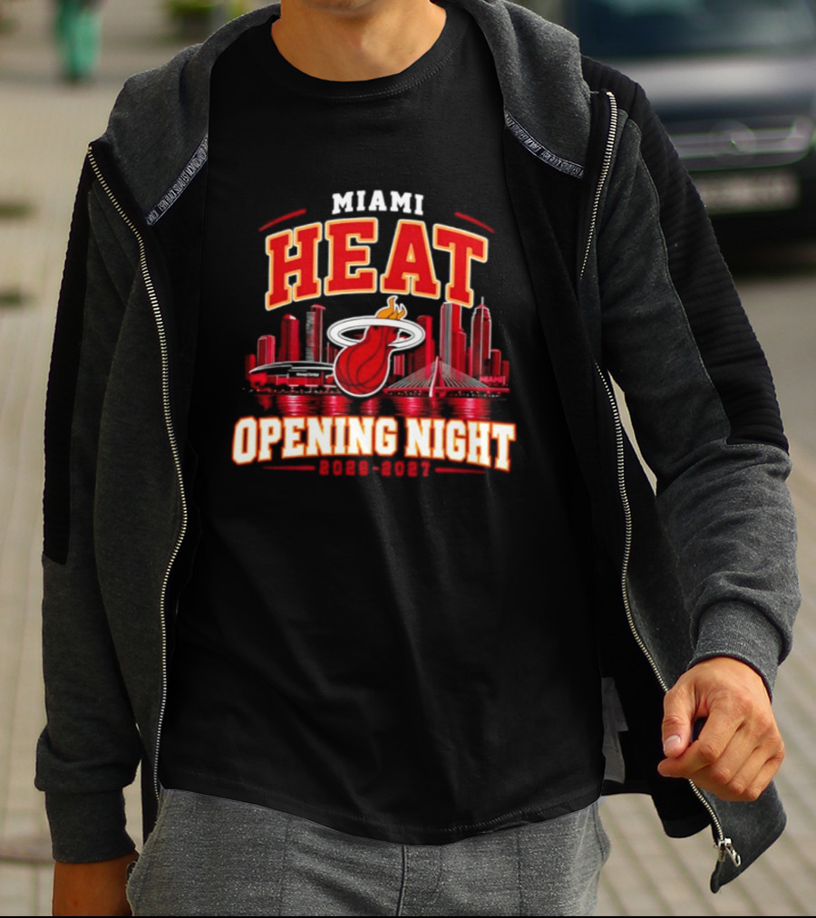 Miami Heat Opening Night 2026 2027 City Skyline T-Shirt