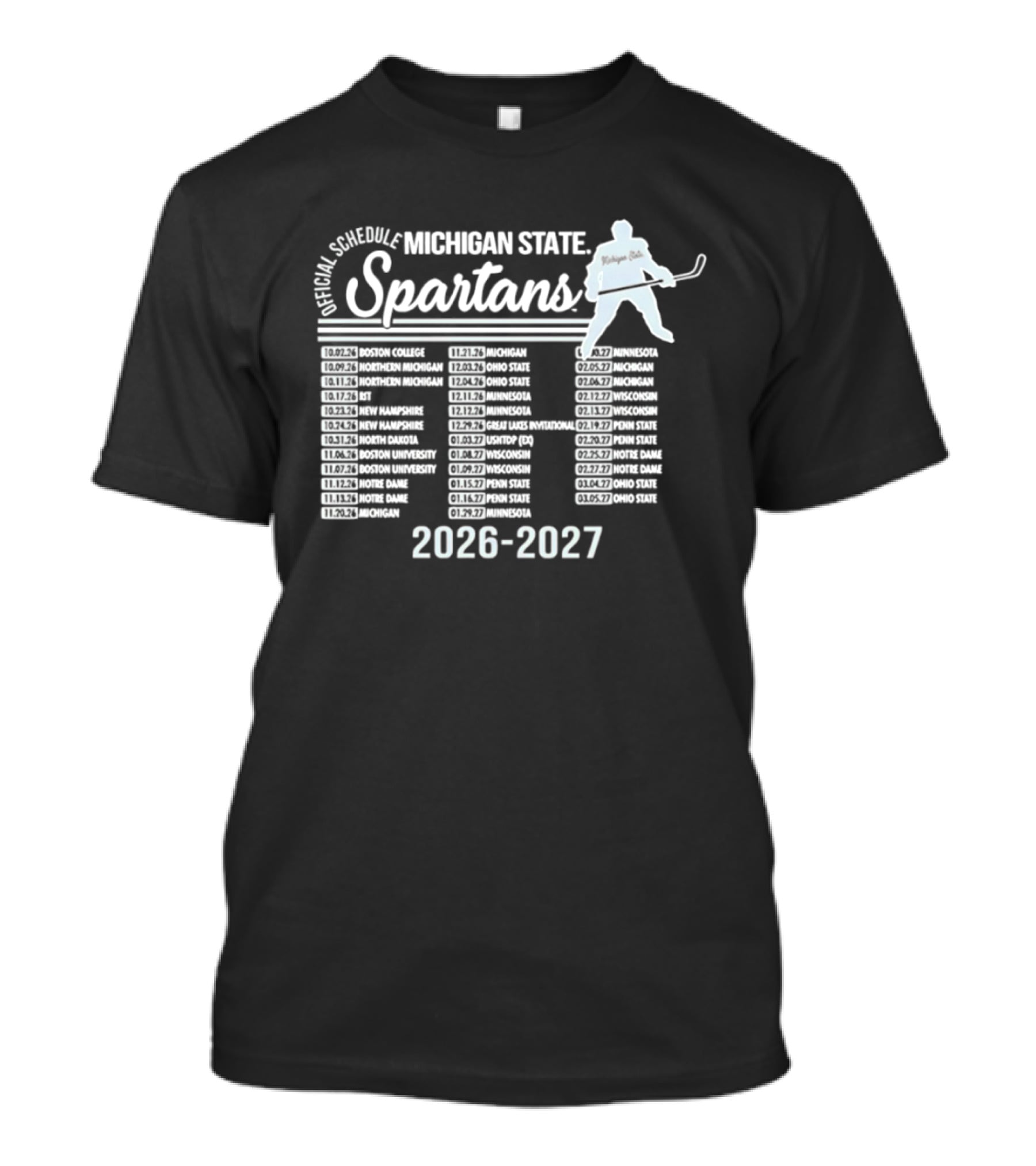 Michigan State Spartans Men's Ice Hockey Schedule 2026 2027 T-Shirt