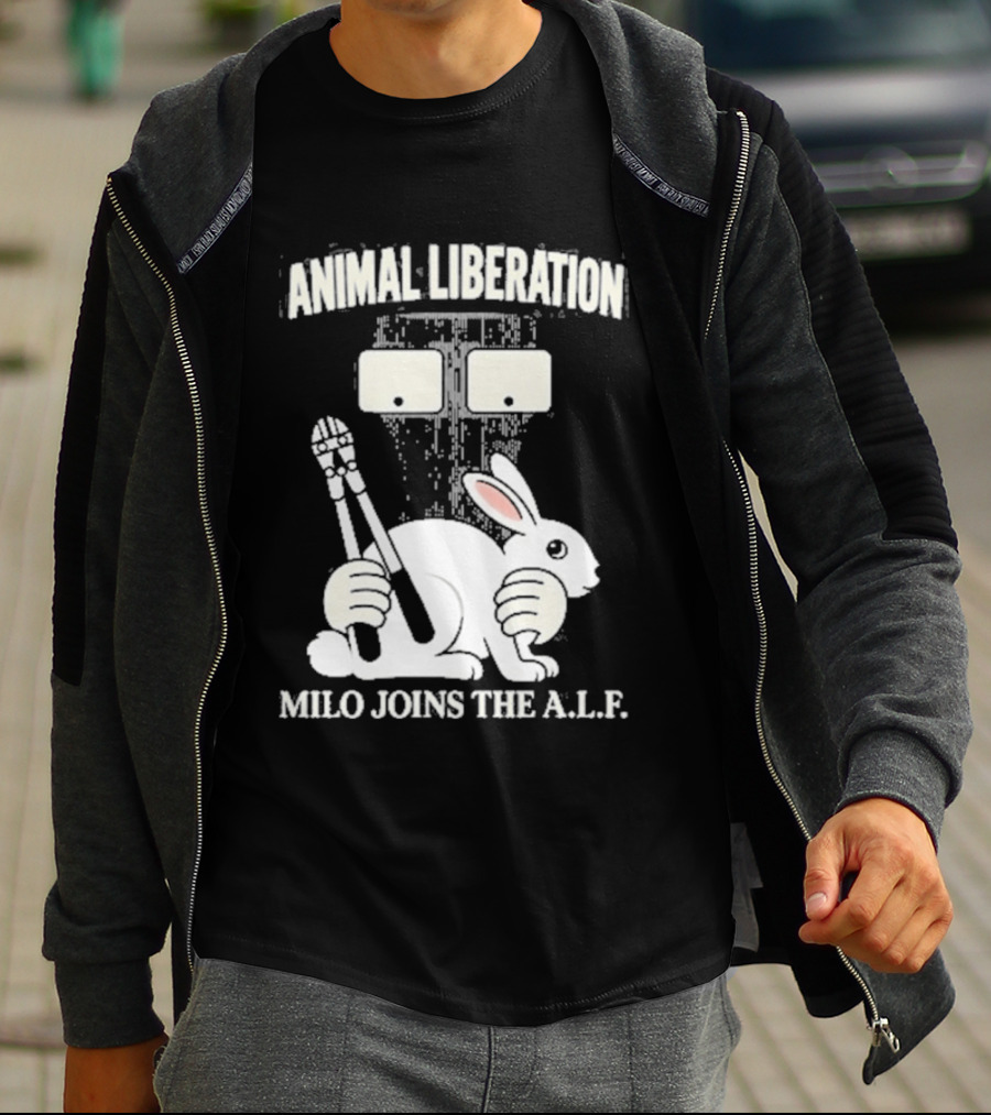 Animal Liberation Milo Joins The ALF Bunny With Pliers And Wrench T-Shirt