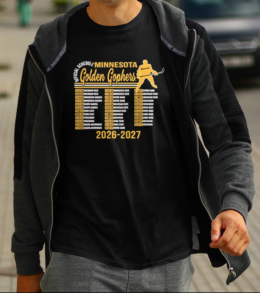 Minnesota Golden Gophers Ice Hockey Schedule 2026 2027 Player Highlights T-Shirt