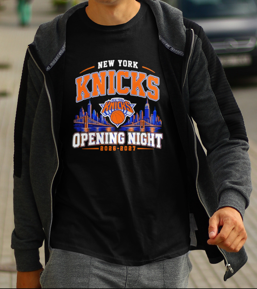 New York Knicks 2026 2027 Opening Night Basketball City Skyline T-Shirt
