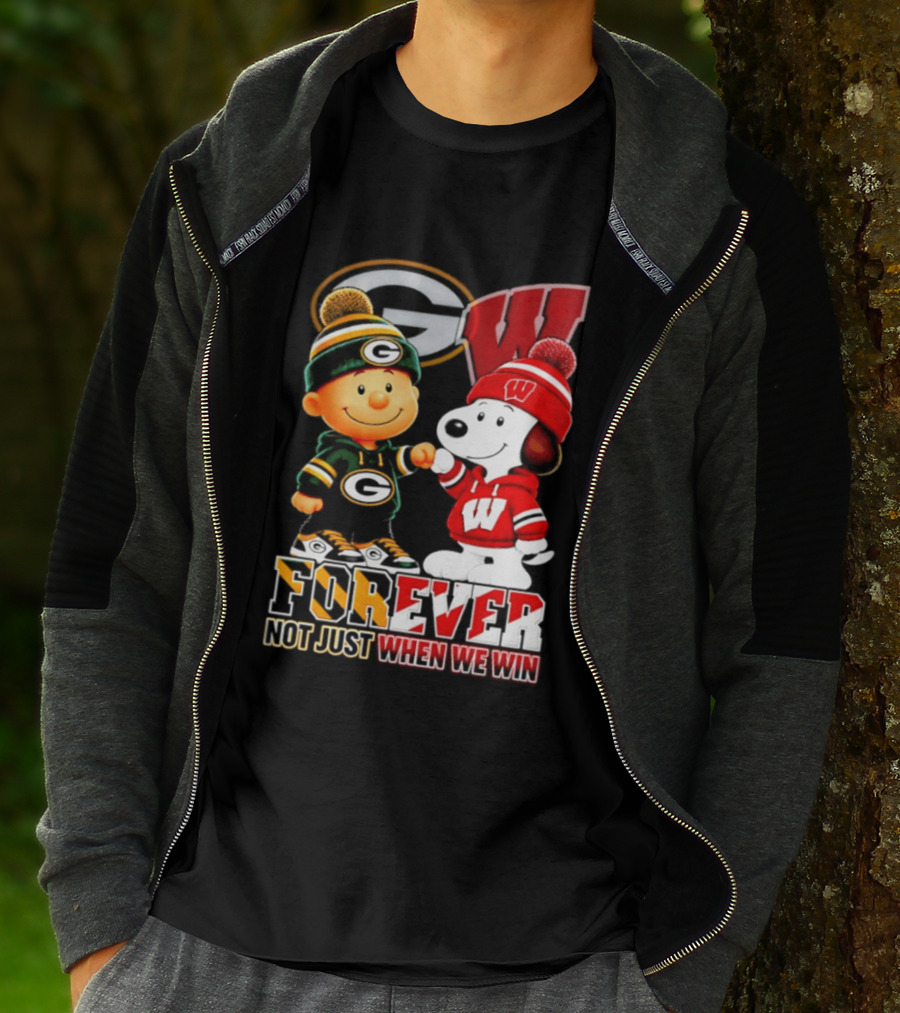 Peanuts Green Bay Packers Wisconsin Badgers Forever Not Just When We Win T-Shirt