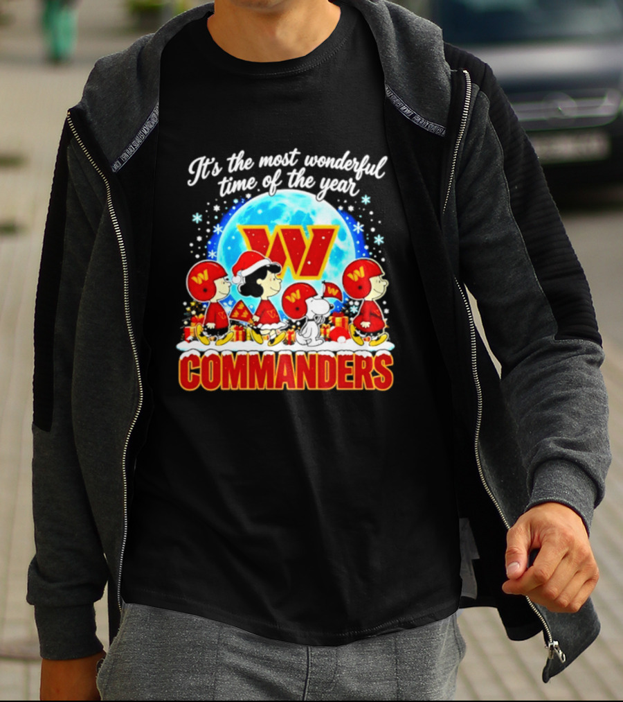 Peanuts Washington Commanders 2026 Christmas It's The Most Wonderful Time Of The Year T-Shirt