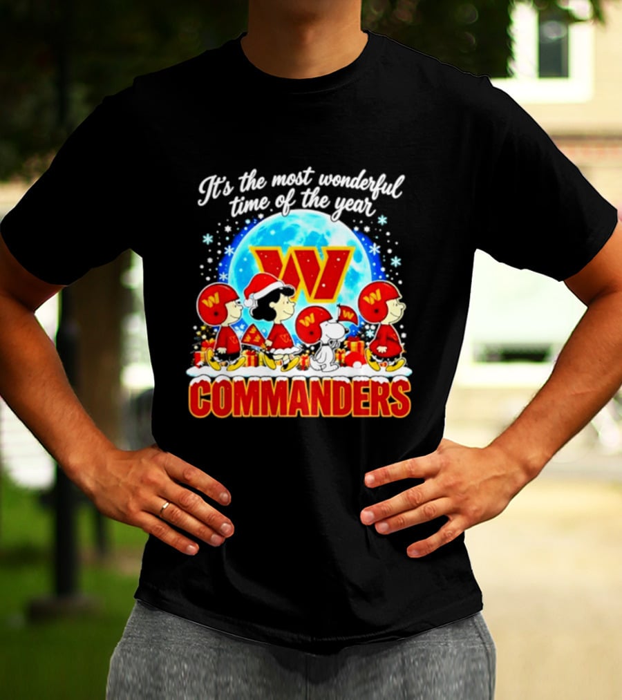 Peanuts Washington Commanders 2026 Christmas It's The Most Wonderful Time Of The Year T-Shirt