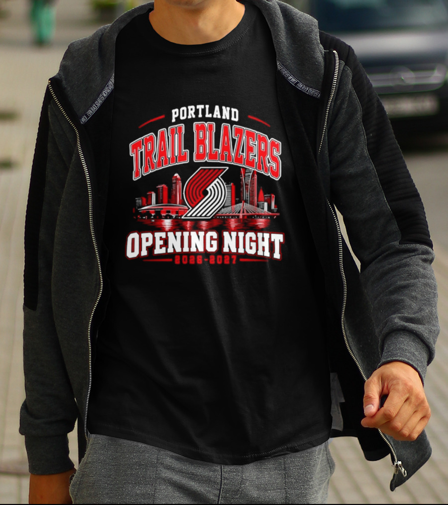 Portland Trail Blazers Opening Night 2026 2027 City Skyline T-Shirt