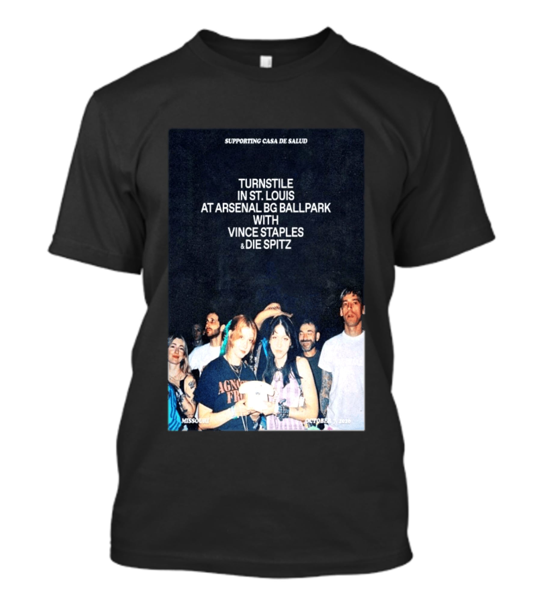 Turnstile St. Louis Arsenal BG Ballpark Vince Staples Die Spitz October 2026 Supporting Casa De Salud Missouri T-Shirt